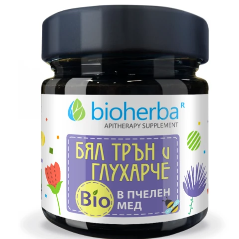 Бял трън и глухарче в био пчелен мед 280гр