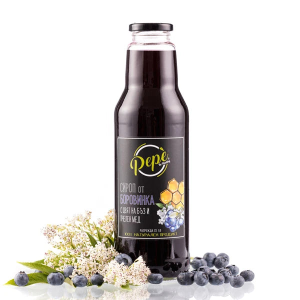 Сироп от боровинка с цвят на бъз и пчелен мед - 750 ml
