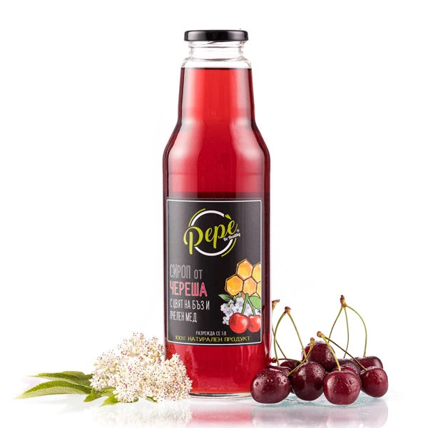 Сироп от череша с цвят на бъз и пчелен мед - 750 ml. - PEPE