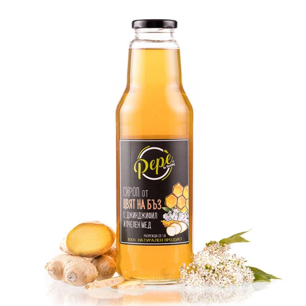 Сироп от цвят от бъз, джинджифил и пчелен мед - 750 ml.-PEPE